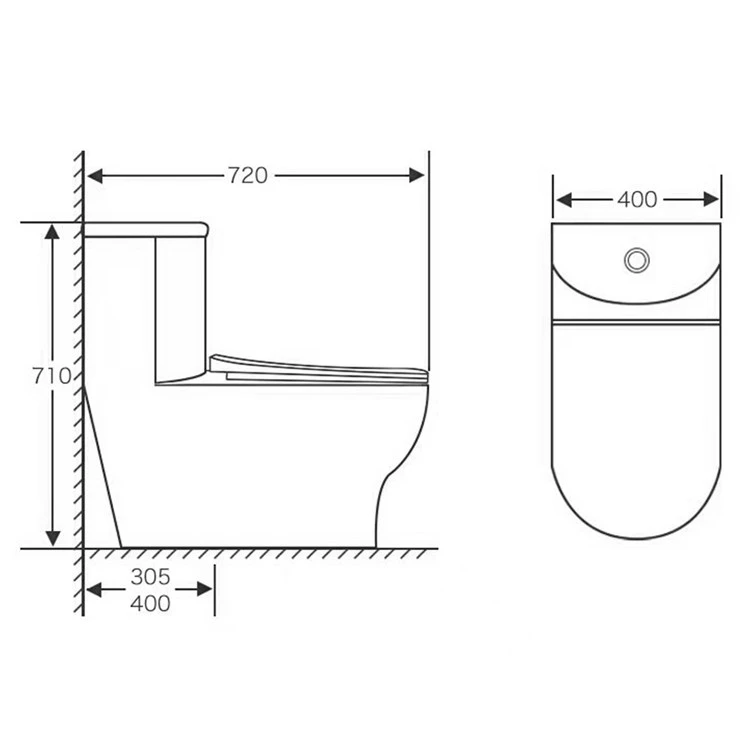one piece toilet size